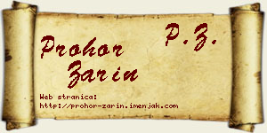 Prohor Zarin vizit kartica